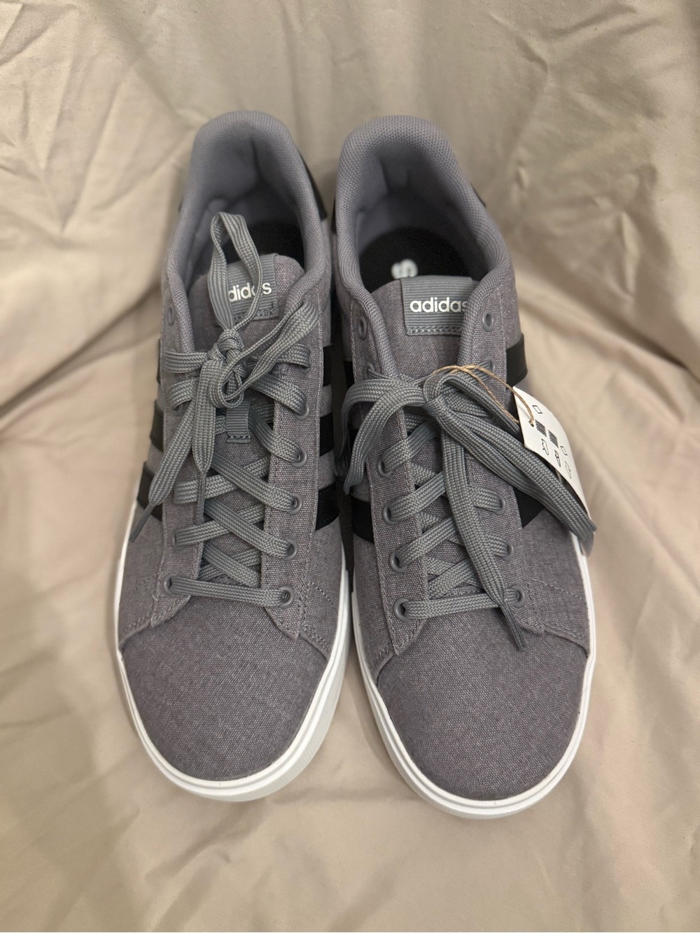adidas Grey Canvas Sneakers with Black Stripes